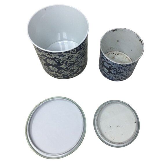 Vintage Delft Holland Blue and White Tin Canisters with Lids (2) - Picture 2 of 6